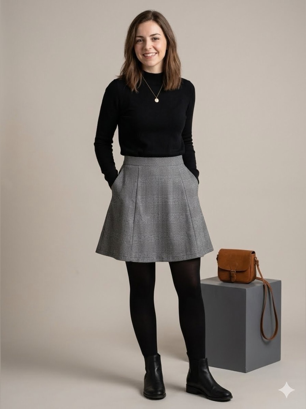 Revamped Gray Plaid Circle Skirt